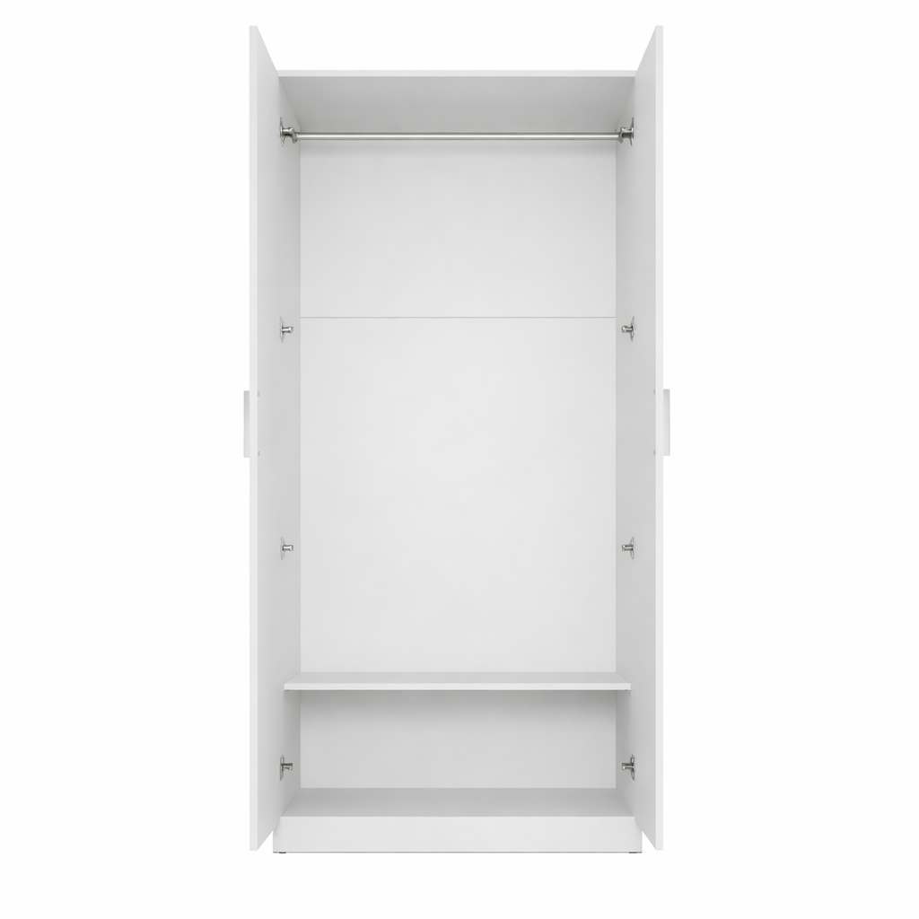Armario dormitorio 2 puertas espejo 200x80x52 cm blanco o cambria