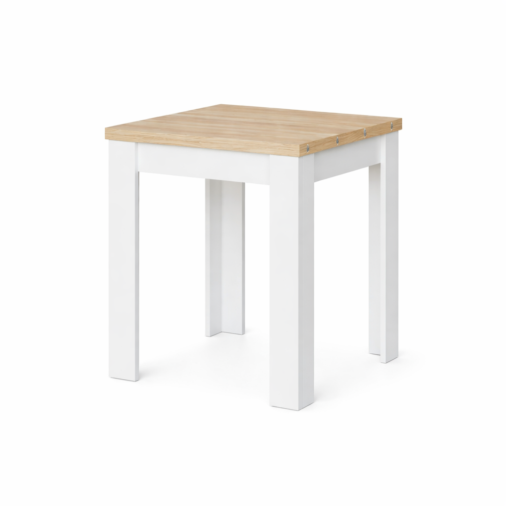 Mesa auxiliar extensible plegable moderna 67x67x79 cm blanca