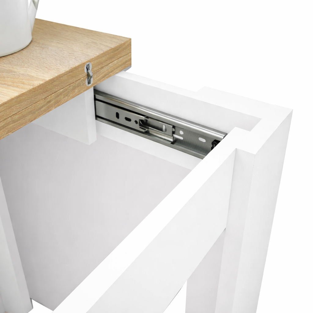 Mesa auxiliar extensible plegable moderna 67x67x79 cm blanca