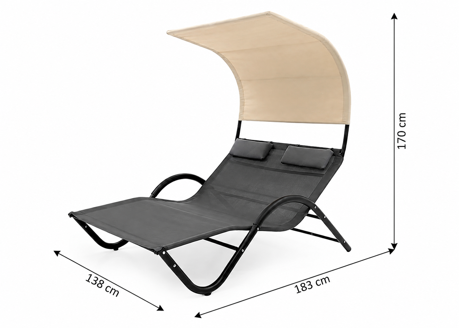 Tumbona Doble con Toldo Bellini. Muebles de Jardin o Terraza