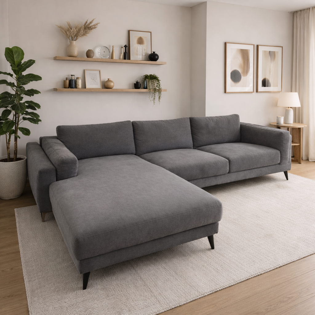 Sofá Berna Chaiselongue Alta Gama Gris 291x85x70 cm