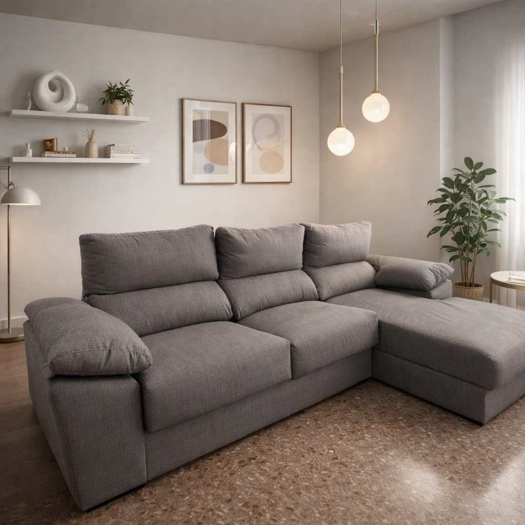 Sofá Sofia alta gama 285×104×80 cm + Chaiselongue 163 cm