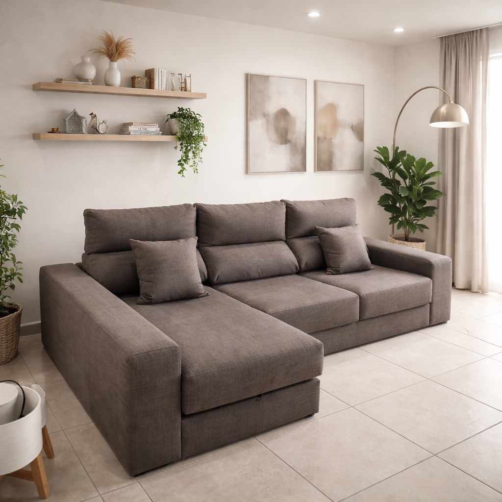 Sofá Valle alta gama chaise longue 263x95x147cm Gris