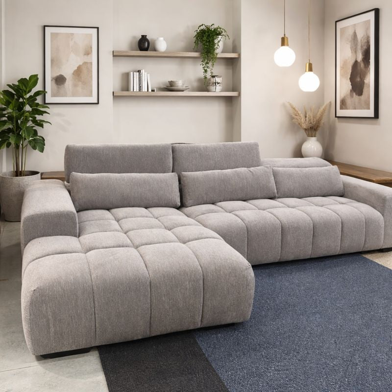 Sofa Bronce Chaise Longue Reclinable Gris 314x110x55cm Ideal Relax