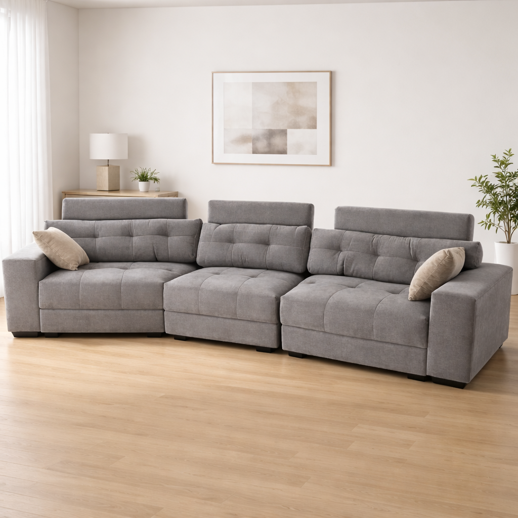 Sofá Palm Alta Gama Gris 390cm – Diseño Premium y Confort Total