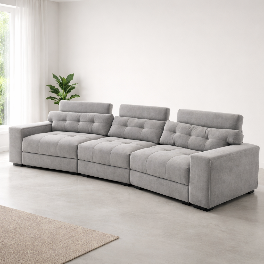 Sofá Palm Alta Gama Gris 390cm – Diseño Premium y Confort Total