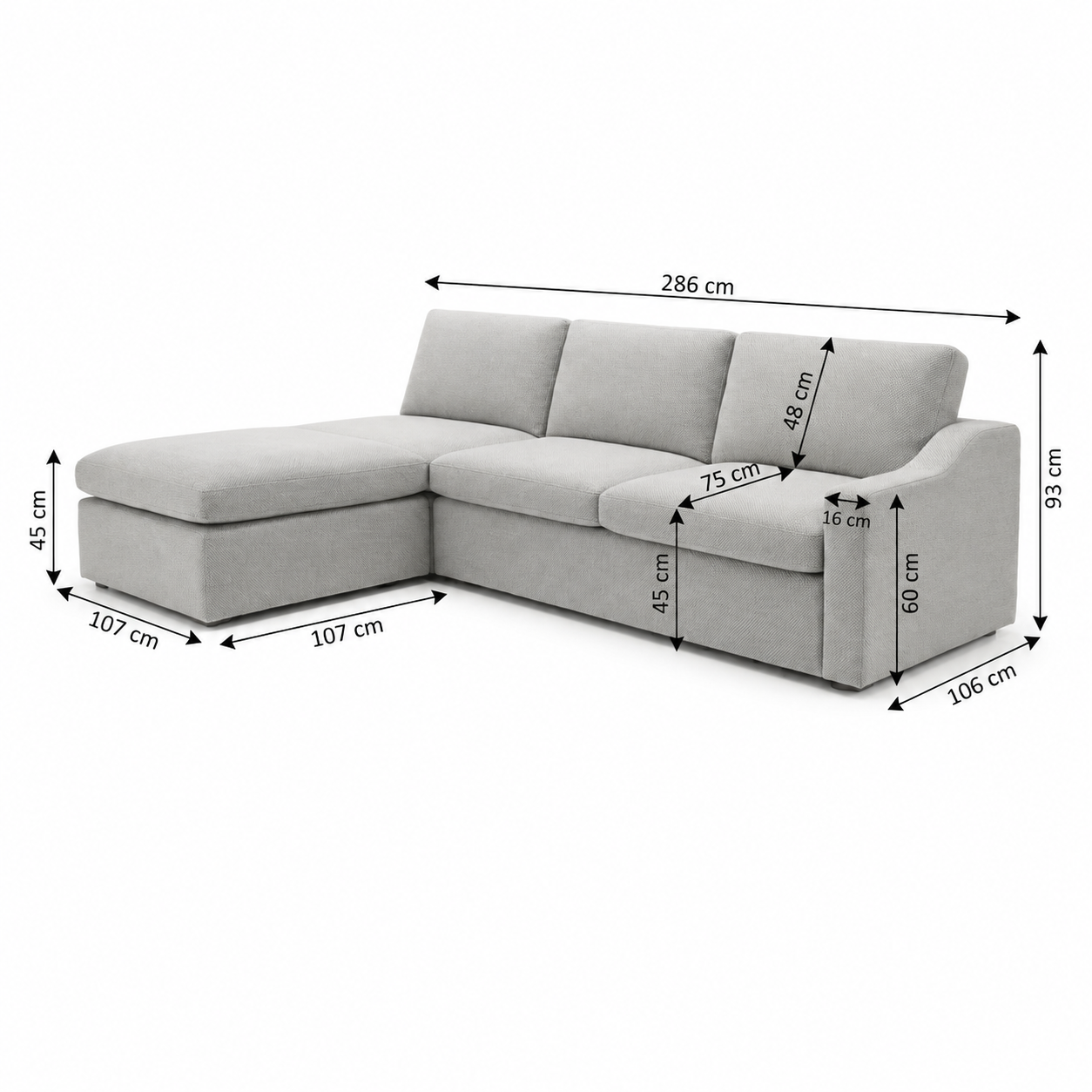 Mega Sofa Modular Lindo + Puff 286cm