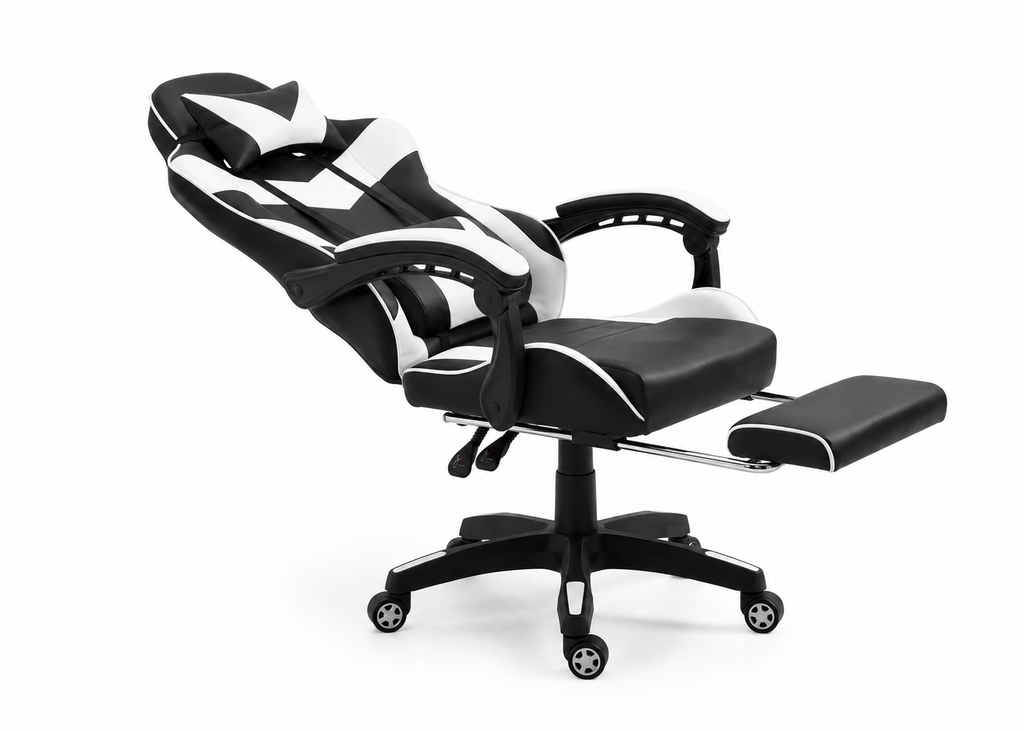 Silla Gaming Ergonomica y Giratoria Reposapies + Regulable en altura
