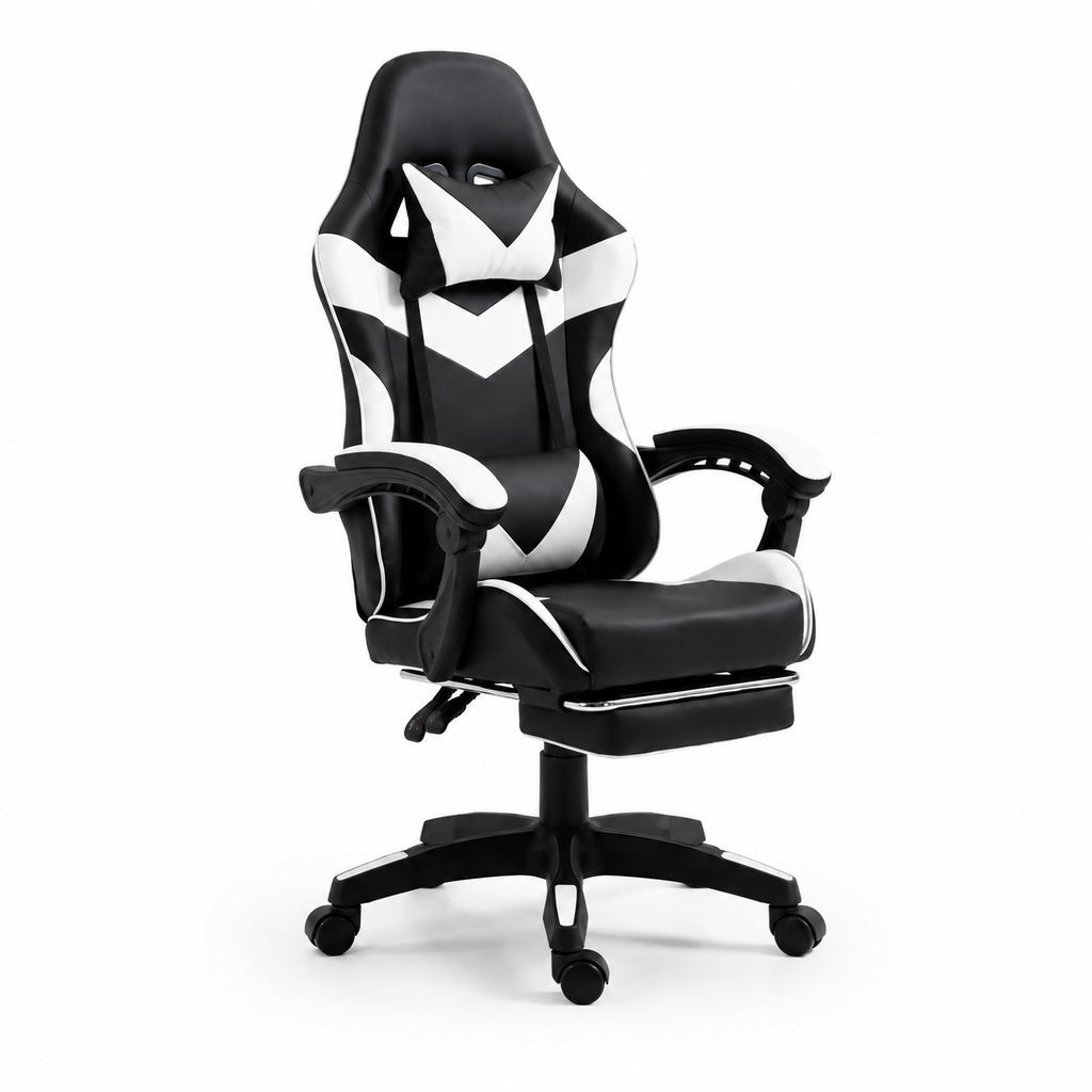 Silla Gaming Ergonomica y Giratoria Reposapies + Regulable en altura