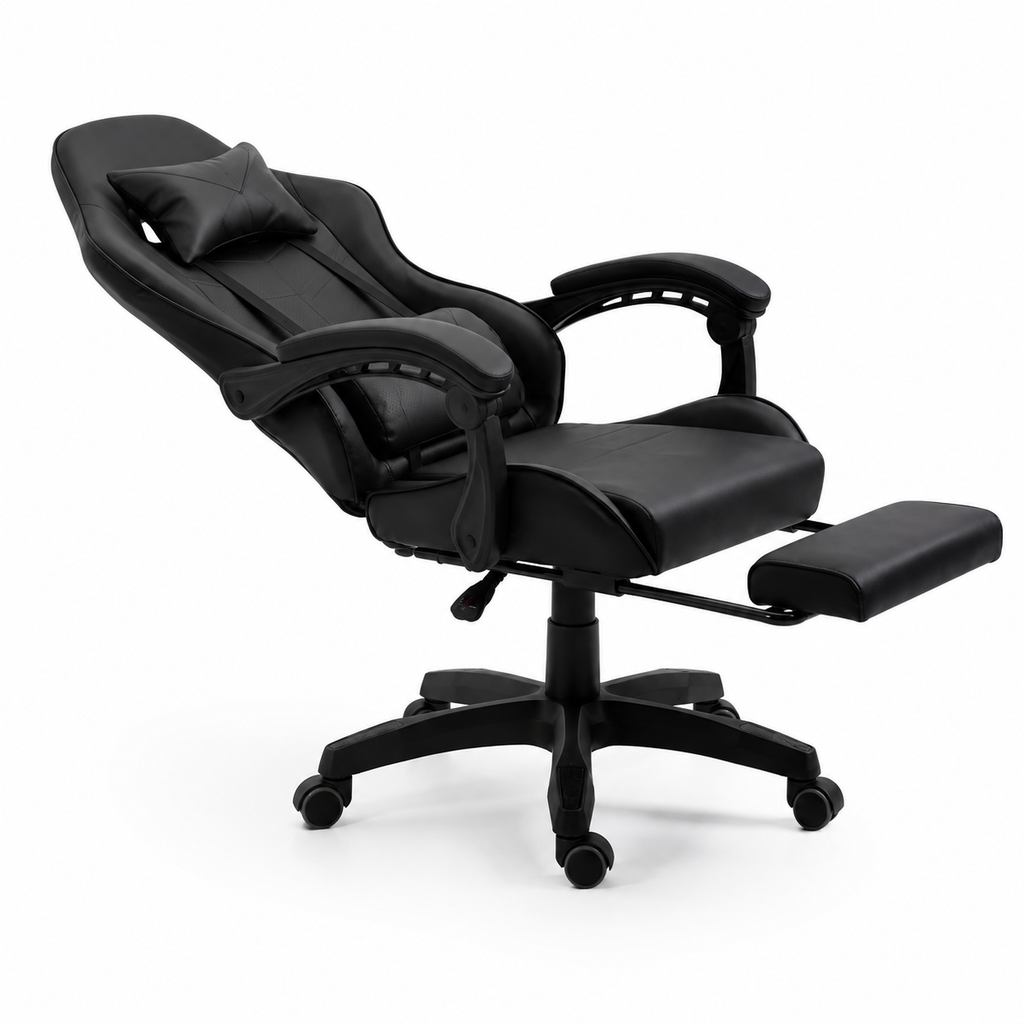 Silla Gaming Ergonomica y Giratoria Reposapies + Regulable en altura