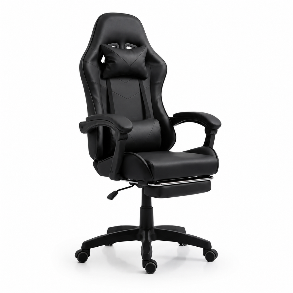 Silla Gaming Ergonomica y Giratoria Reposapies + Regulable en altura