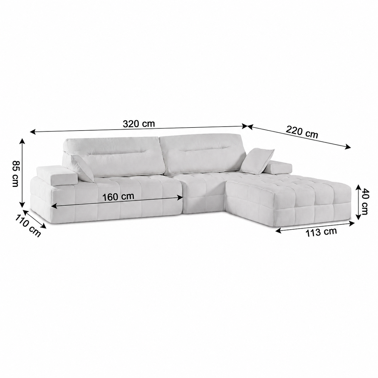 Sofá Spring Modular Alta Gama Cómodo 320x220x85 cm Beige