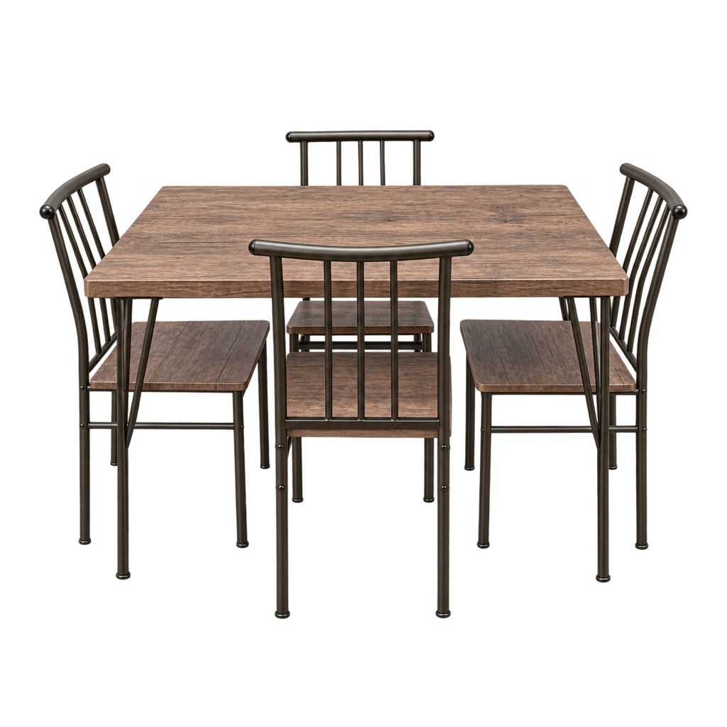 Mesa de Cocina con 4 Sillas – Estilo Industrial en Madera y Metal