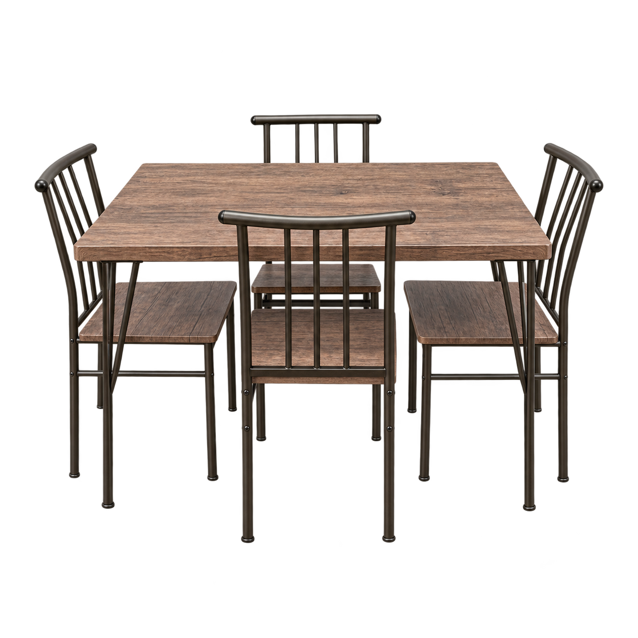 Mesa de Cocina con 4 Sillas – Estilo Industrial en Madera y Metal