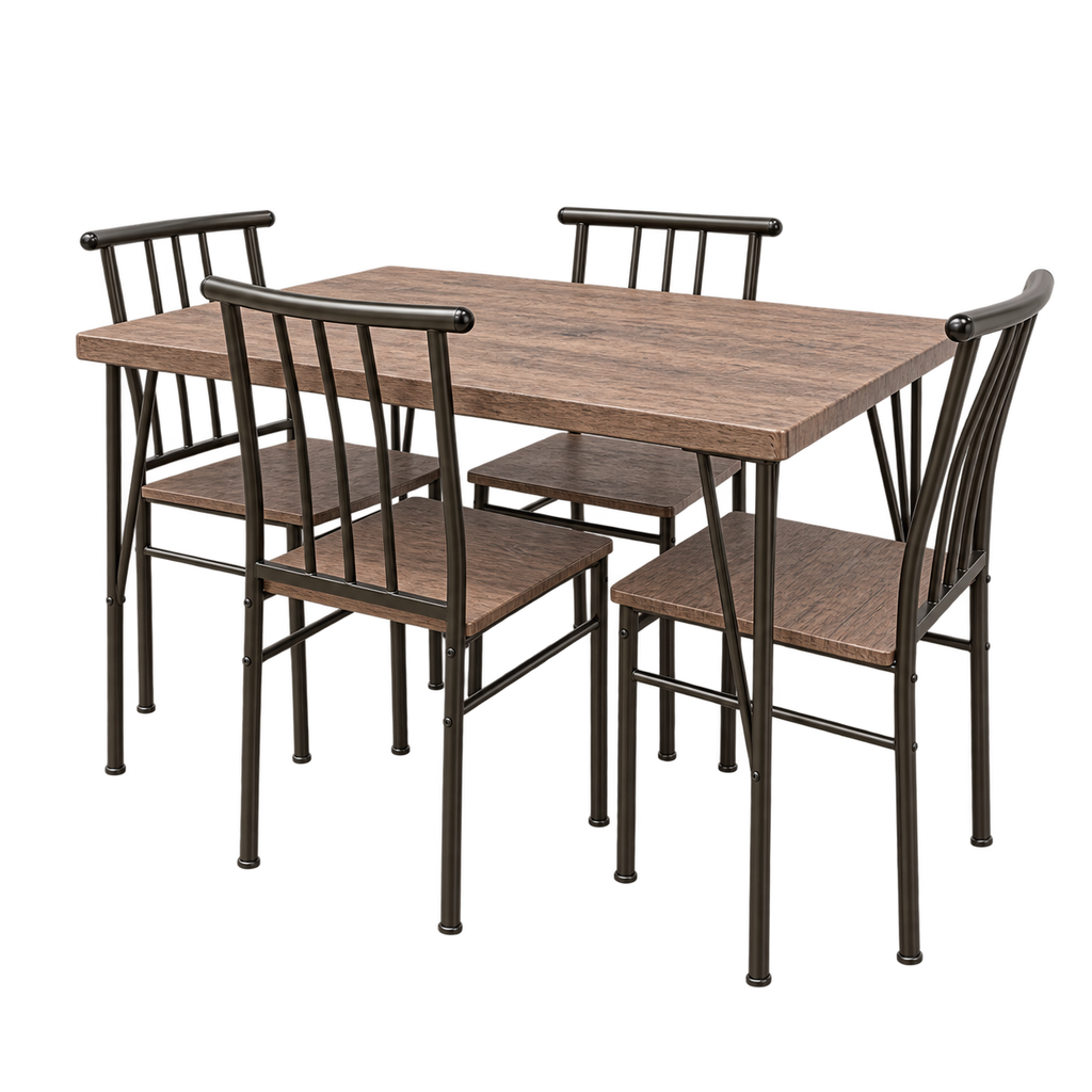Mesa de Cocina con 4 Sillas – Estilo Industrial en Madera y Metal