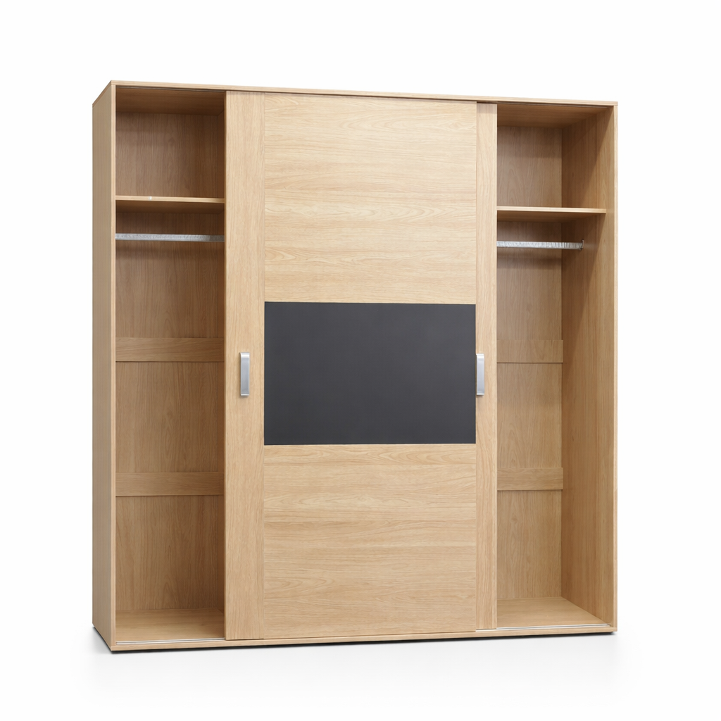 Armario puertas correderas 180 cm moderno Cambria negro barato dormitorio