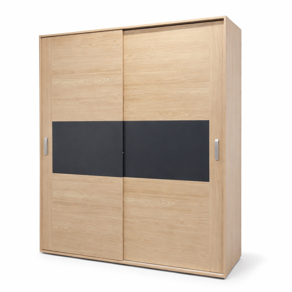 Armario puertas correderas 180 cm moderno Cambria negro barato dormitorio
