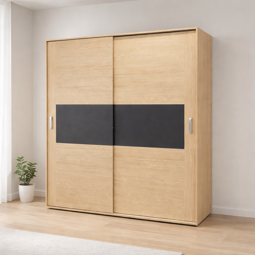 Armario puertas correderas 180 cm moderno Cambria negro barato dormitorio