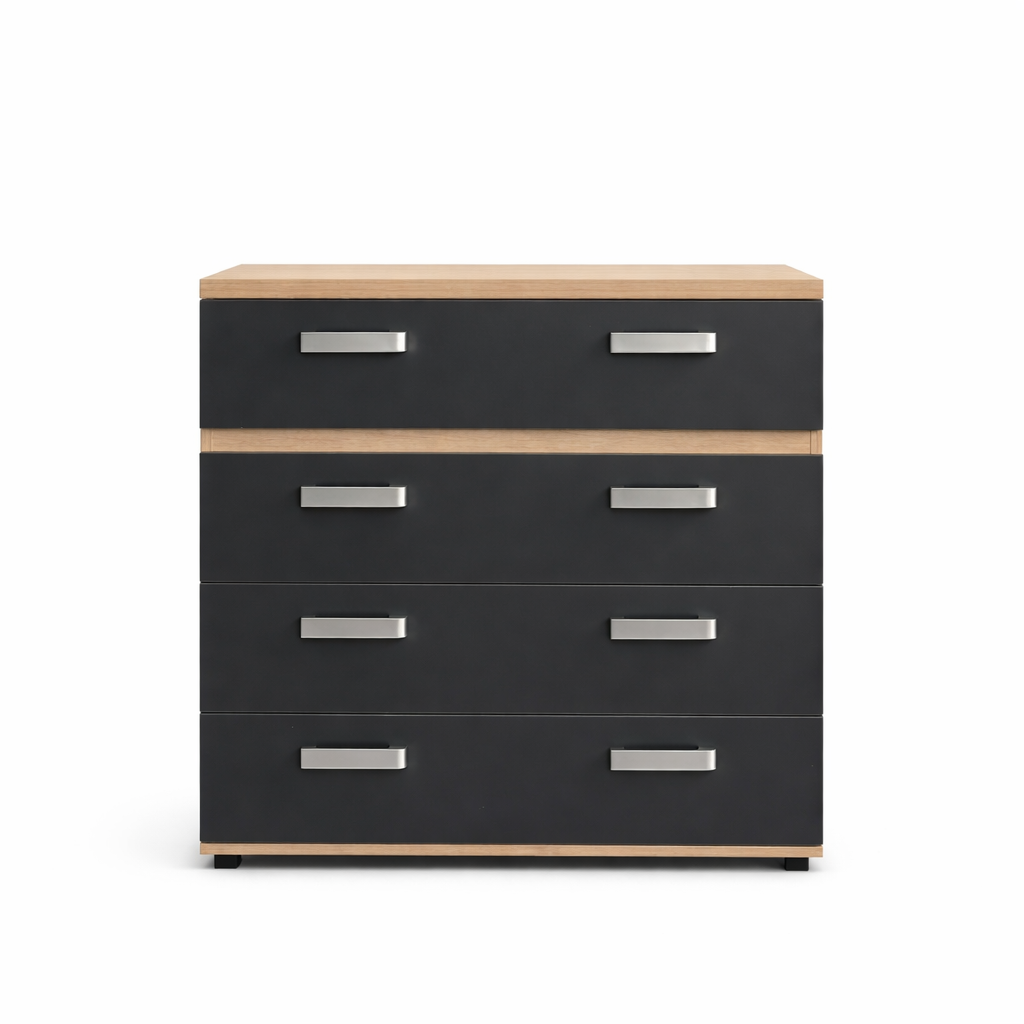 Cómoda 4 cajones moderna dormitorio 89x40x89,5 cm cambria negro