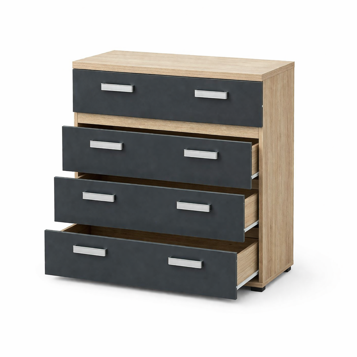 Cómoda 4 cajones moderna dormitorio 89x40x89,5 cm cambria negro