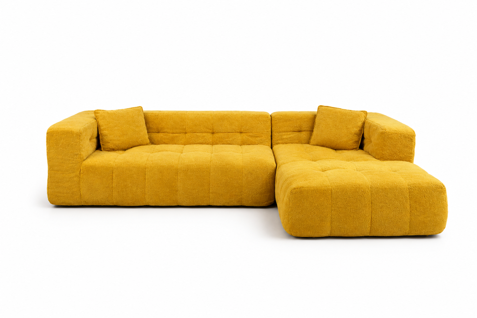 Sofá modular mostaza grande moderno 270x100x70 chenilla