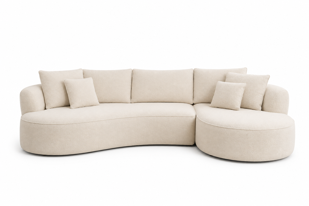Sofá Mary modular grande salón moderno 305x140x60 en chenilla beige