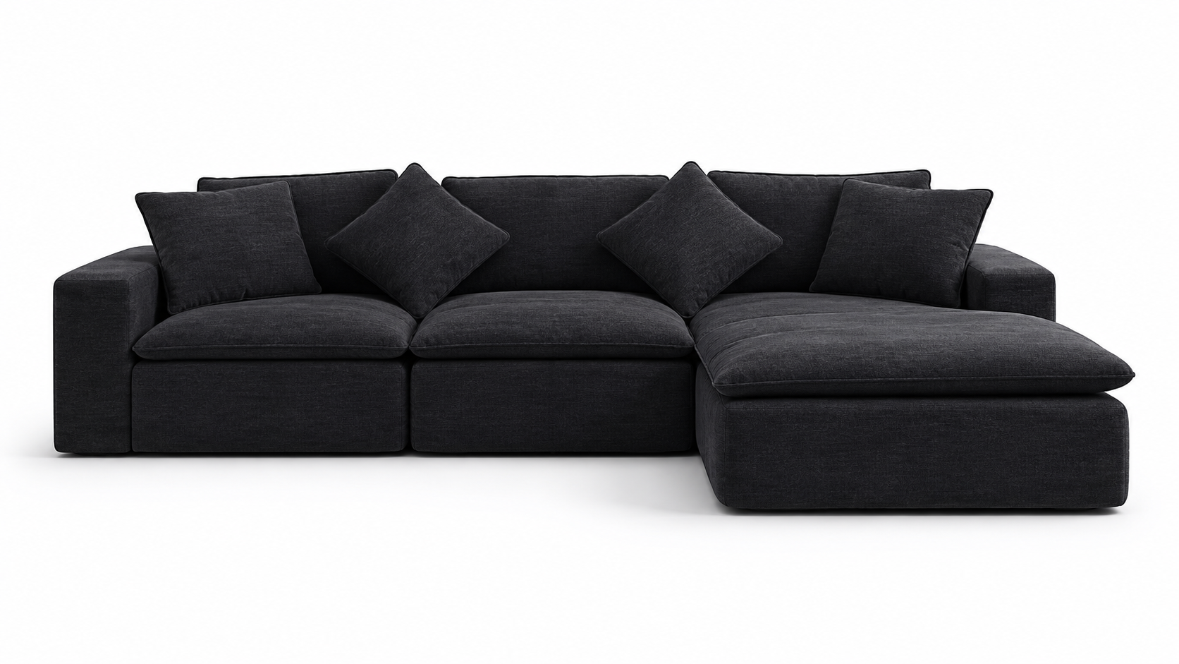 Sofá Paola Modular Chaise Longue Negro 284x102x56