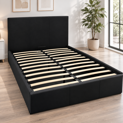 Cama Tapizada con Respaldo y Arcón Moderna