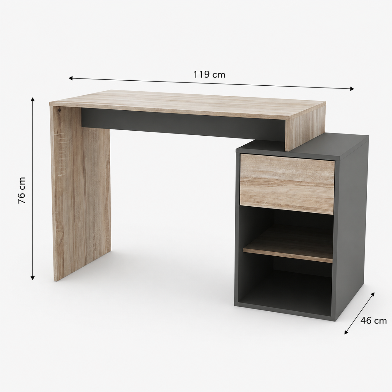 Mesa Escritorio Compacta con Cajones y Baldas