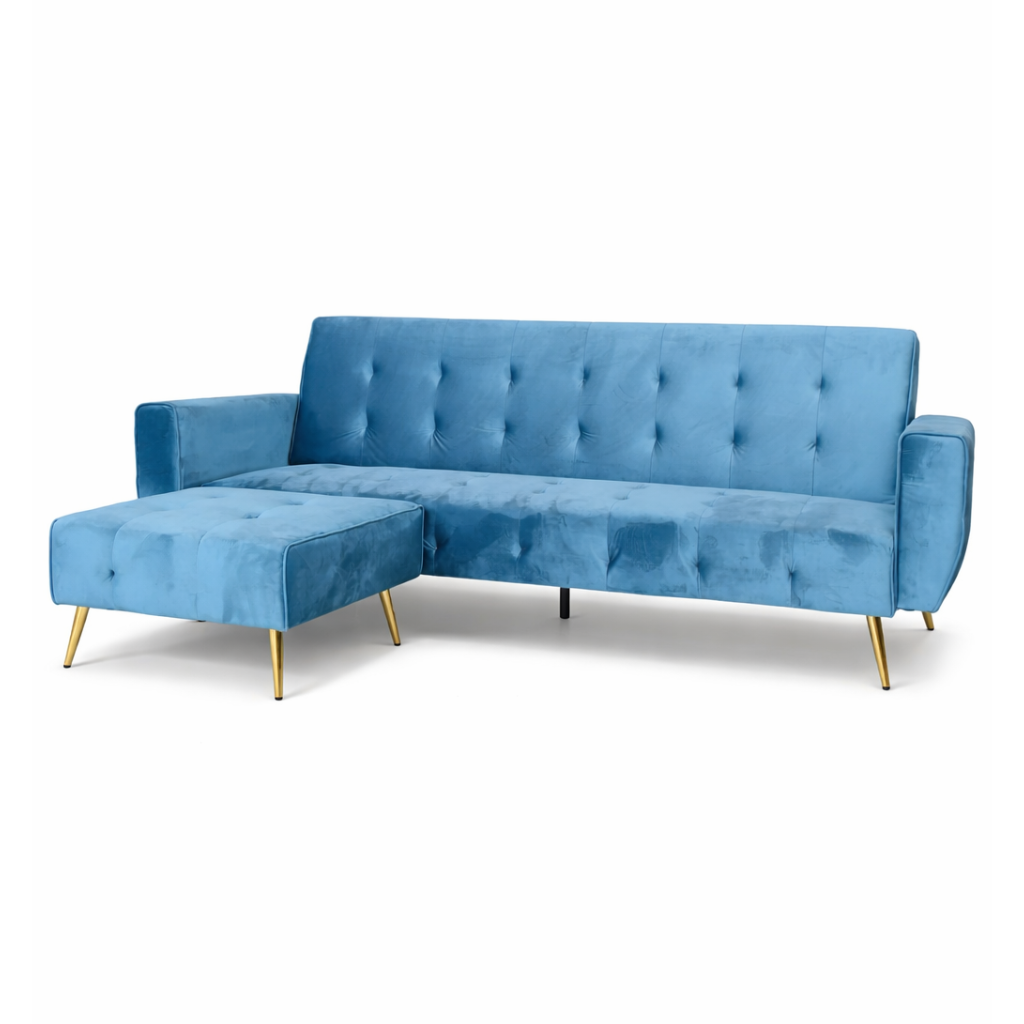 Sofá cama clic clac con puff 210x74 cm terciopelo