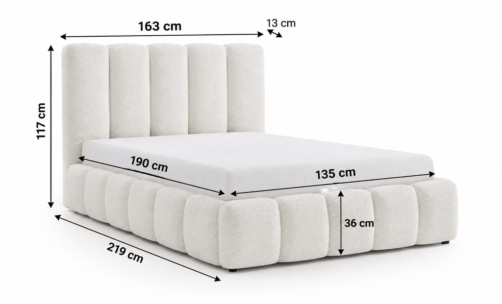 Cama de Matrimonio 4878 Teddy con Canapé Abatible y Almacenamiento
