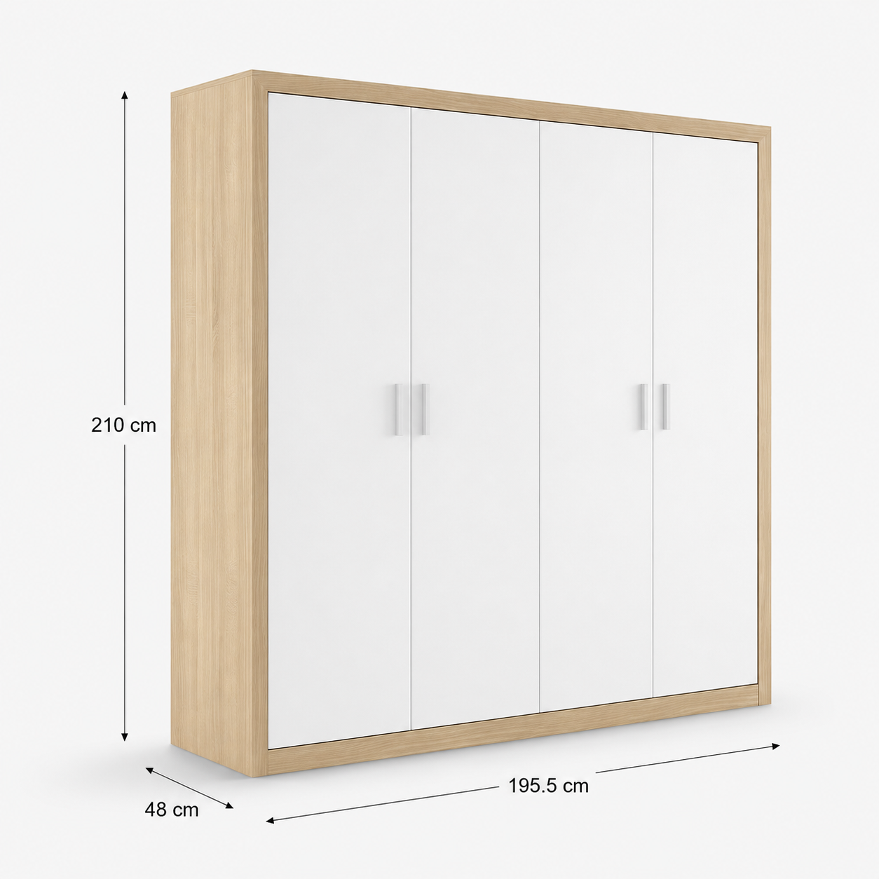 Armario de 4 puertas batientes 210x195,5x48 cm en melamina | RemarStore