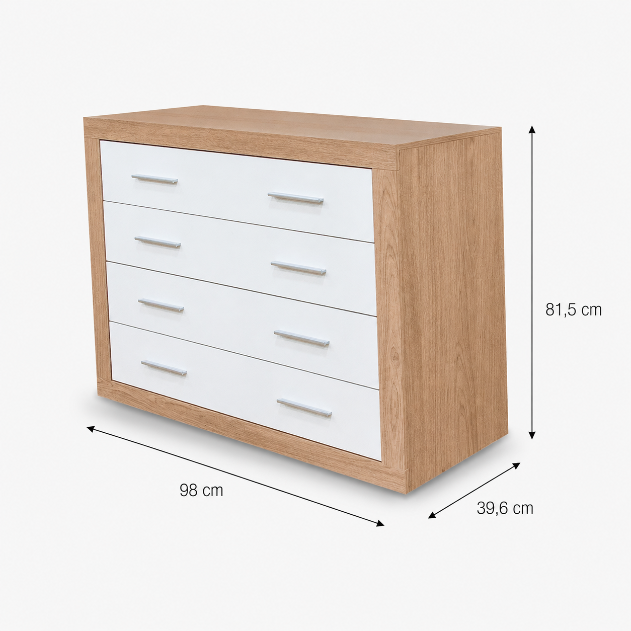 Cómoda moderna 4 cajones dormitorio 98x81,5x39,6 cm Kiara