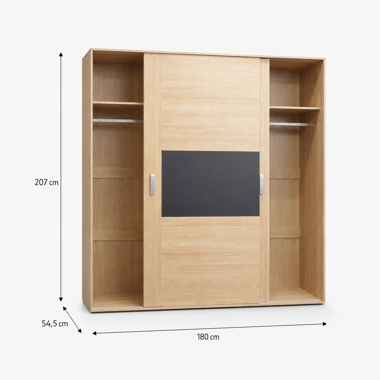 Armario puertas correderas 180 cm moderno Cambria negro barato dormitorio