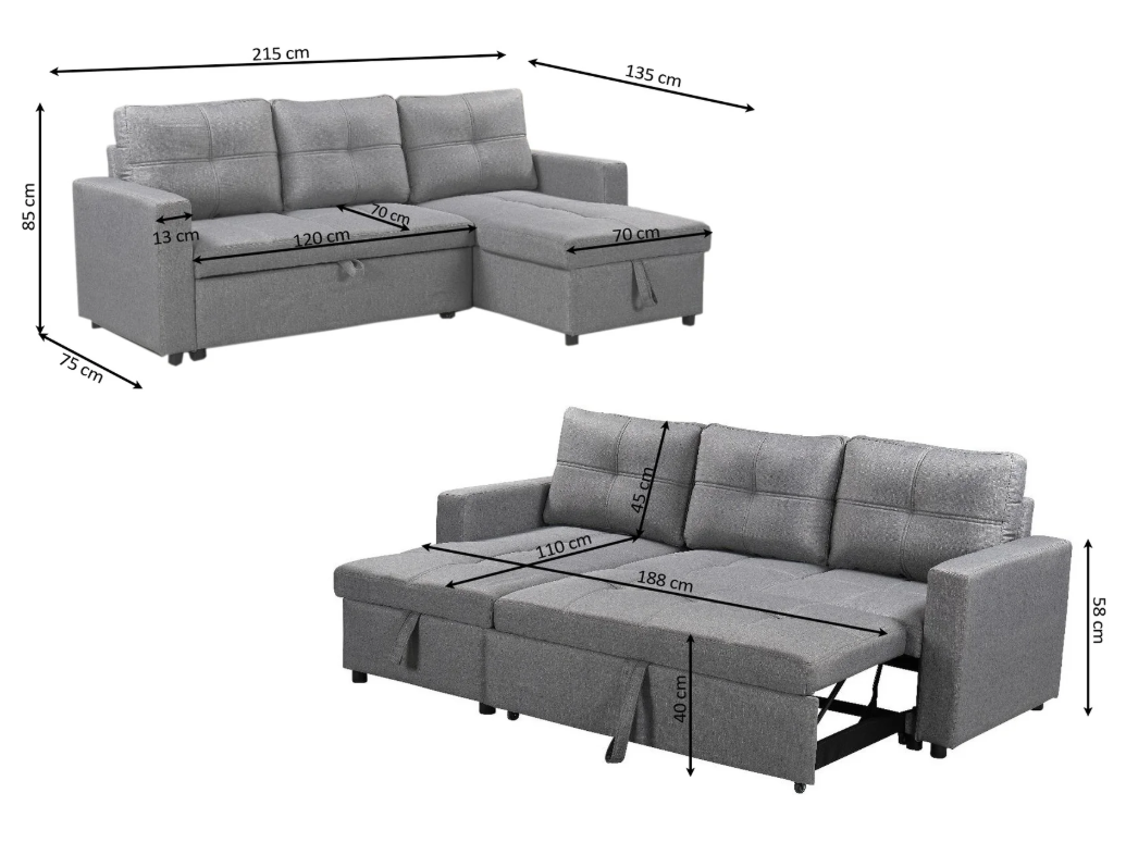 Sofá cama chaise longue terciopelo 215x75x85 cm moderno cómodo y elegante