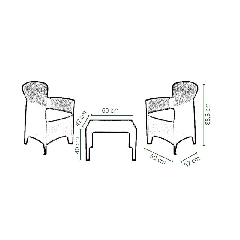 Conjunto terraza: sillones y mesa