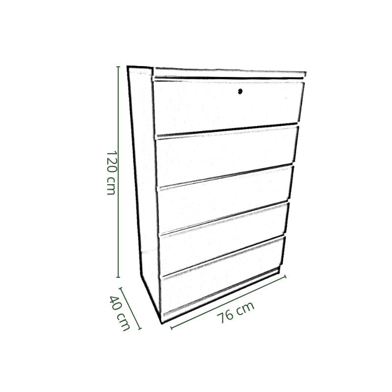 Sinfonier 5 cajones con cerradura blanco