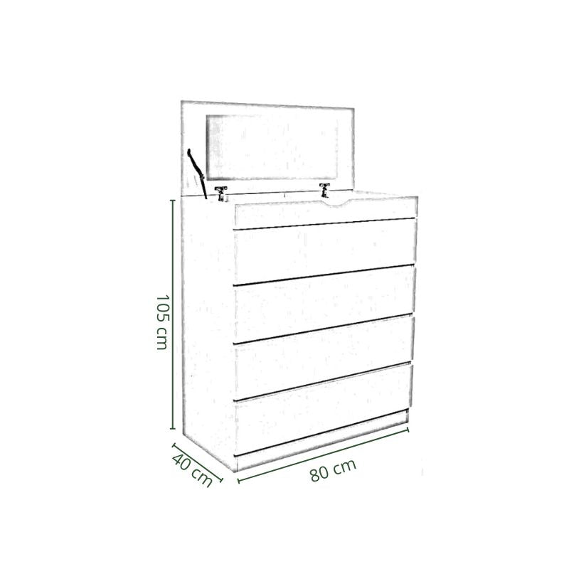 Cómoda 4 cajones con Espejo Blanca
