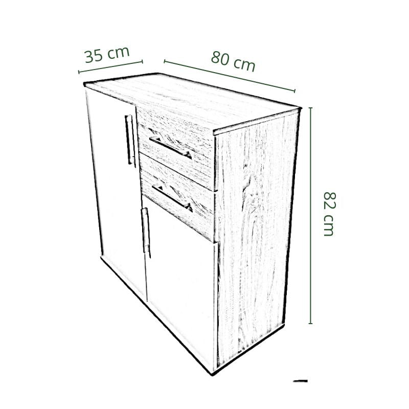 Aparador moderno dos puertas y dos cajones