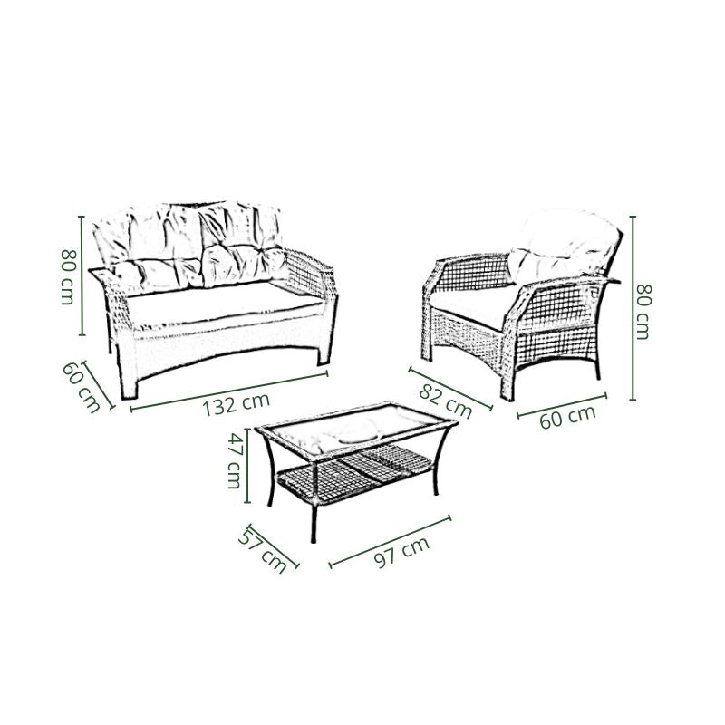 Conjunto Terraza Acolchado gris 3 piezas: Moderno