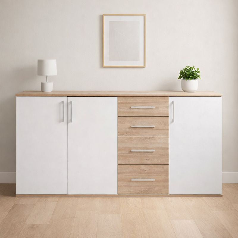 Aparador moderno de melamina: 3 Puertas 4 Cajones