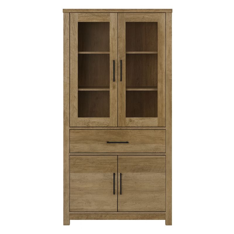 Aparador vitrina 4 puertas – Roble / Blanco Melamina