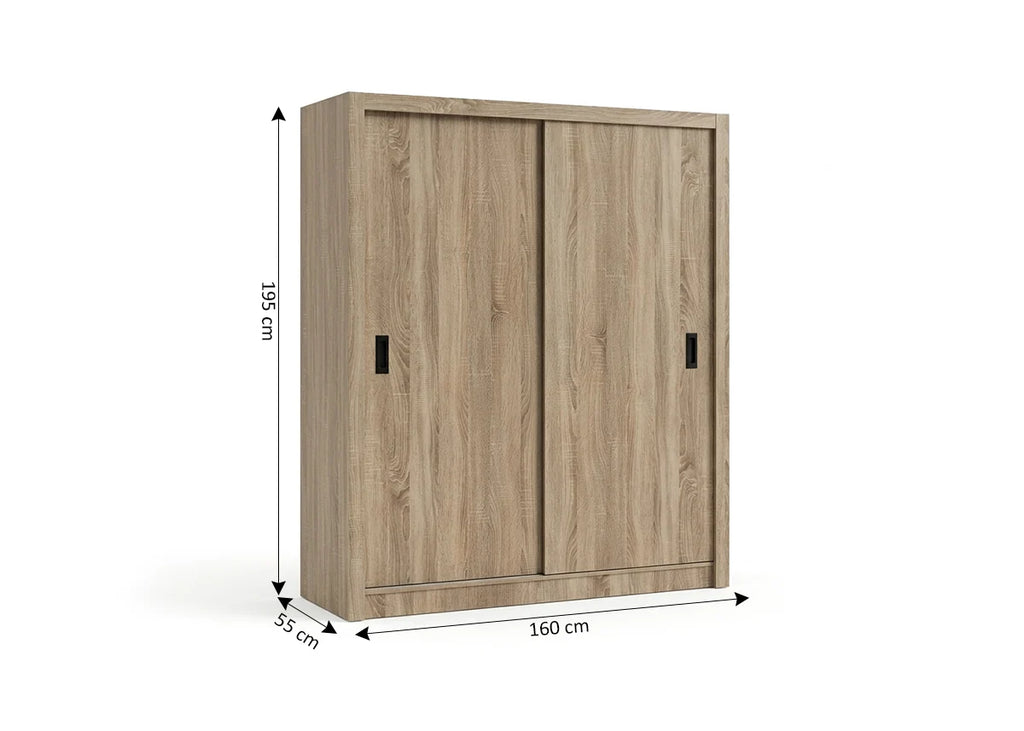 Armario de Dormitorio 2 Puertas Correderas Sonoma 160cm