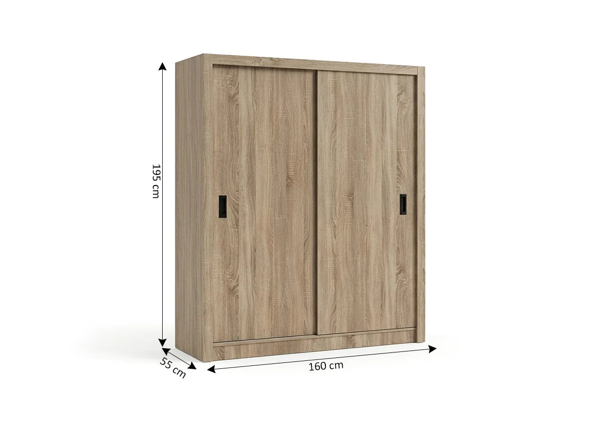 Armario de Dormitorio 2 Puertas Correderas Sonoma 160cm