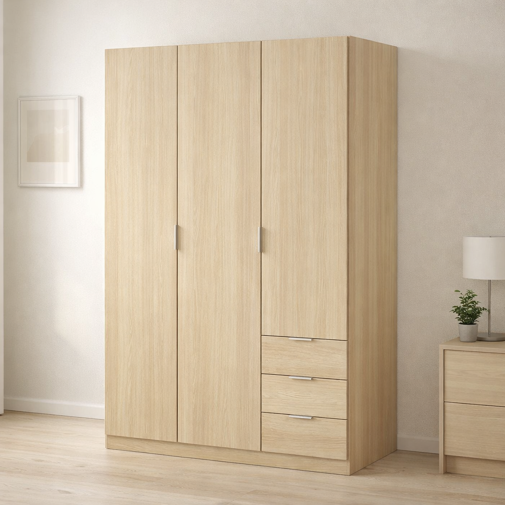 Armario 3 Puertas Batientes y cajones