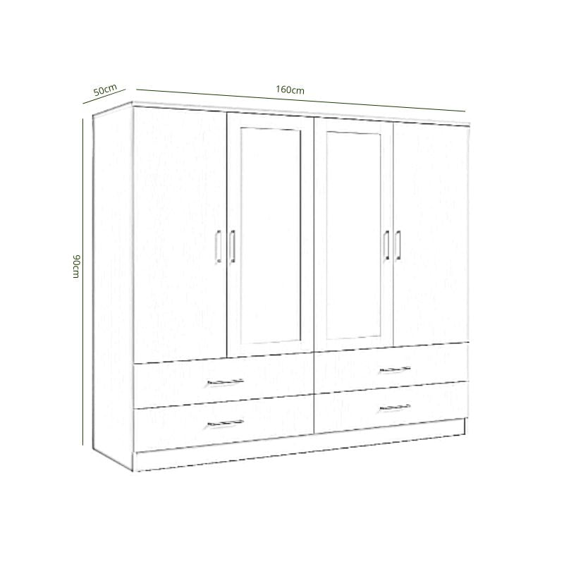 Armario de 4 Puertas Batientes y 4 Cajones