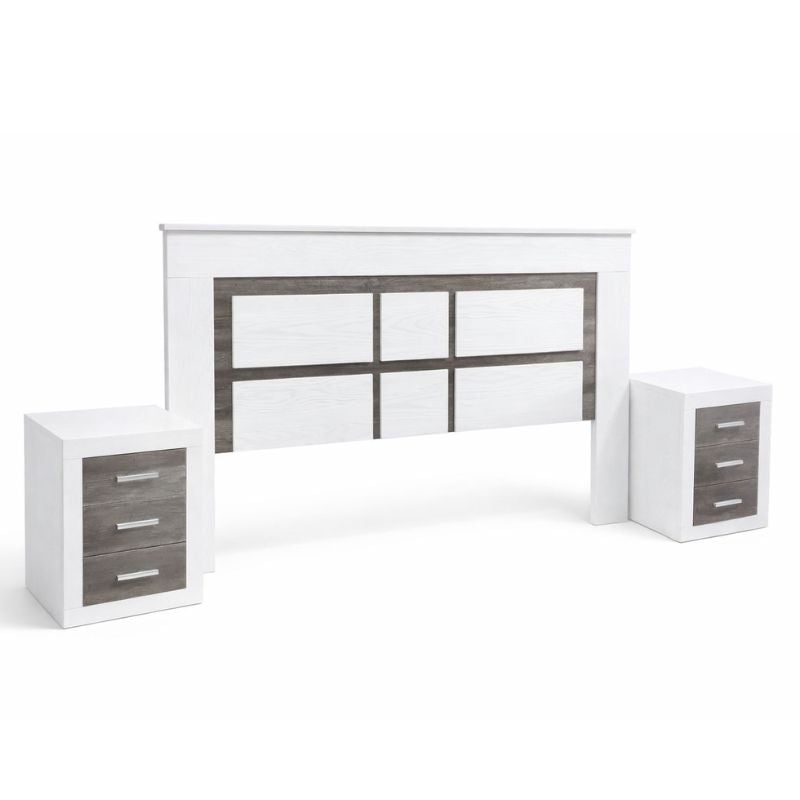 Cabecero con mesitas de noche 3 cajones 60x50x34,6 cm | Conjunto dormitorio moderno