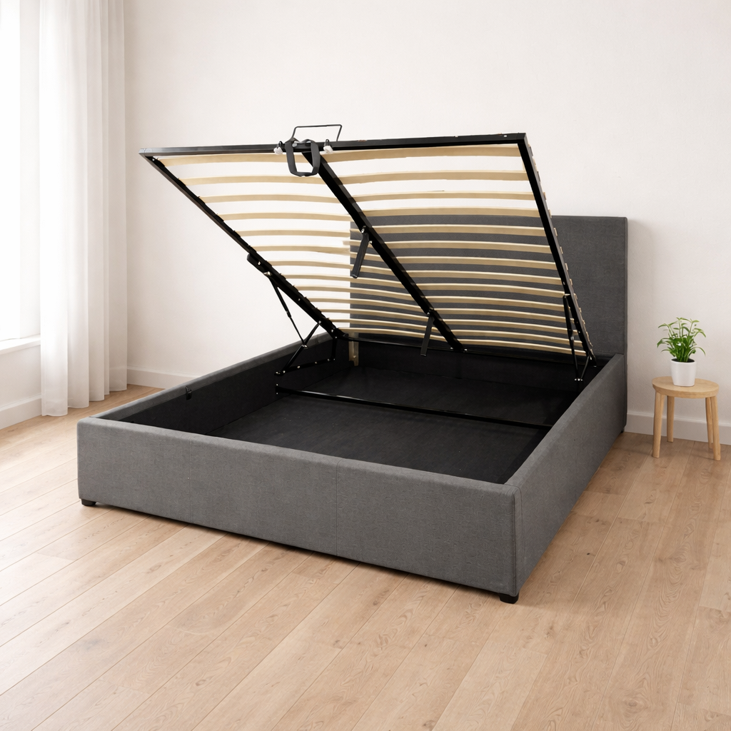 Cama Tapizada con Respaldo y Arcón Moderna