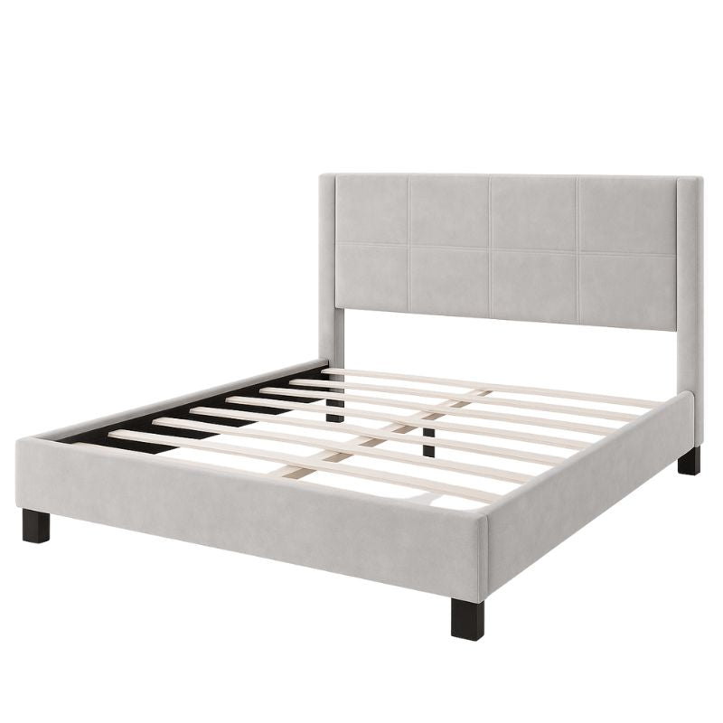 Cama Matrimonio Terciopelo Estructura de Madera