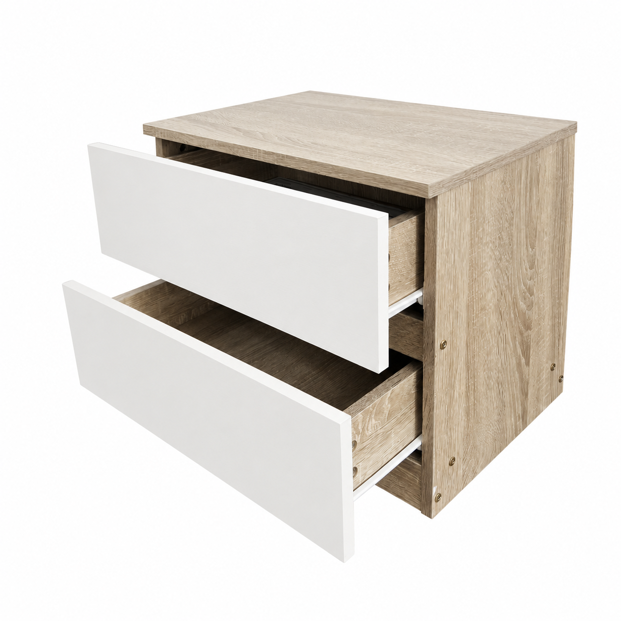 Mesa de noche moderna de 2 y 3 cajones – Cambria/Blanco